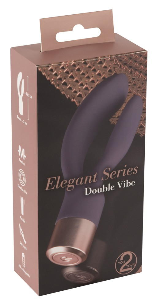 Вібратор кролик із 10 режимів вібрації Elegant Series Double Vibe, фото 1