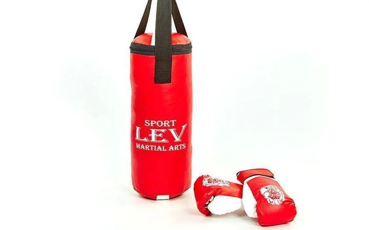 Дитячий боксерський набір (рукавиці+мішок) ЛЕВ, фото 1