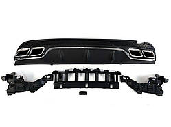 Дифузор з насадками на Mercedes C-Class W205 2014-2018 рік AMG ( Чорний хром вставками )