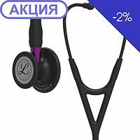 Стетоскоп Littmann® Cardiology IVTM, чорний із головкою чорного кольору на фіолетовій ніжці, чорне наголов'я 6203