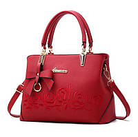 Женская сумка с цветами Красная сумочка кроссбоди женская Jador Жіноча сумка з квітами Червона сумочка