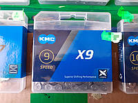 ВЕЛОсипедная цепь Kmc X9 silver/gray оригинал. Тайвань!