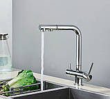 Змішувач для кухні з під'єднанням до фільтра з витяжною лійкою FUTURA 917RTY Хром, фото 4
