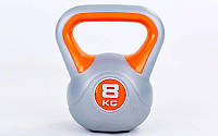 Гиря пластиковая LiveUp Plastic Kettel Bell 8 кг Grey/Orange (LS2047-8)