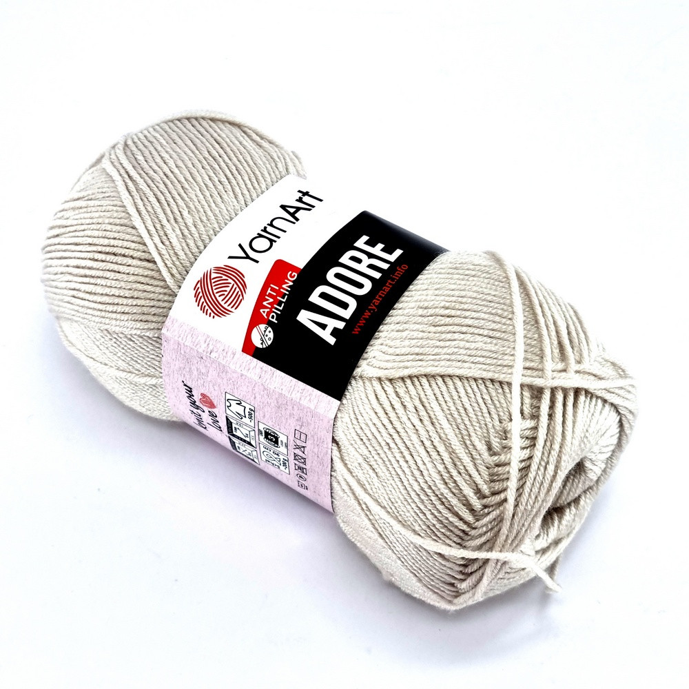 Пряжа акрилова YarnArt Adore AntiPilling (ЯрнАрт Адор Антіпіллінг), Світлий беж №367, 100гр., 280м.
