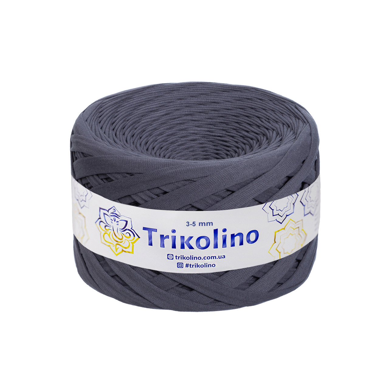 Трикотажна пряжа Trikolino, 3-5 мм., 100 м., Антрацит, нитки для в'язання