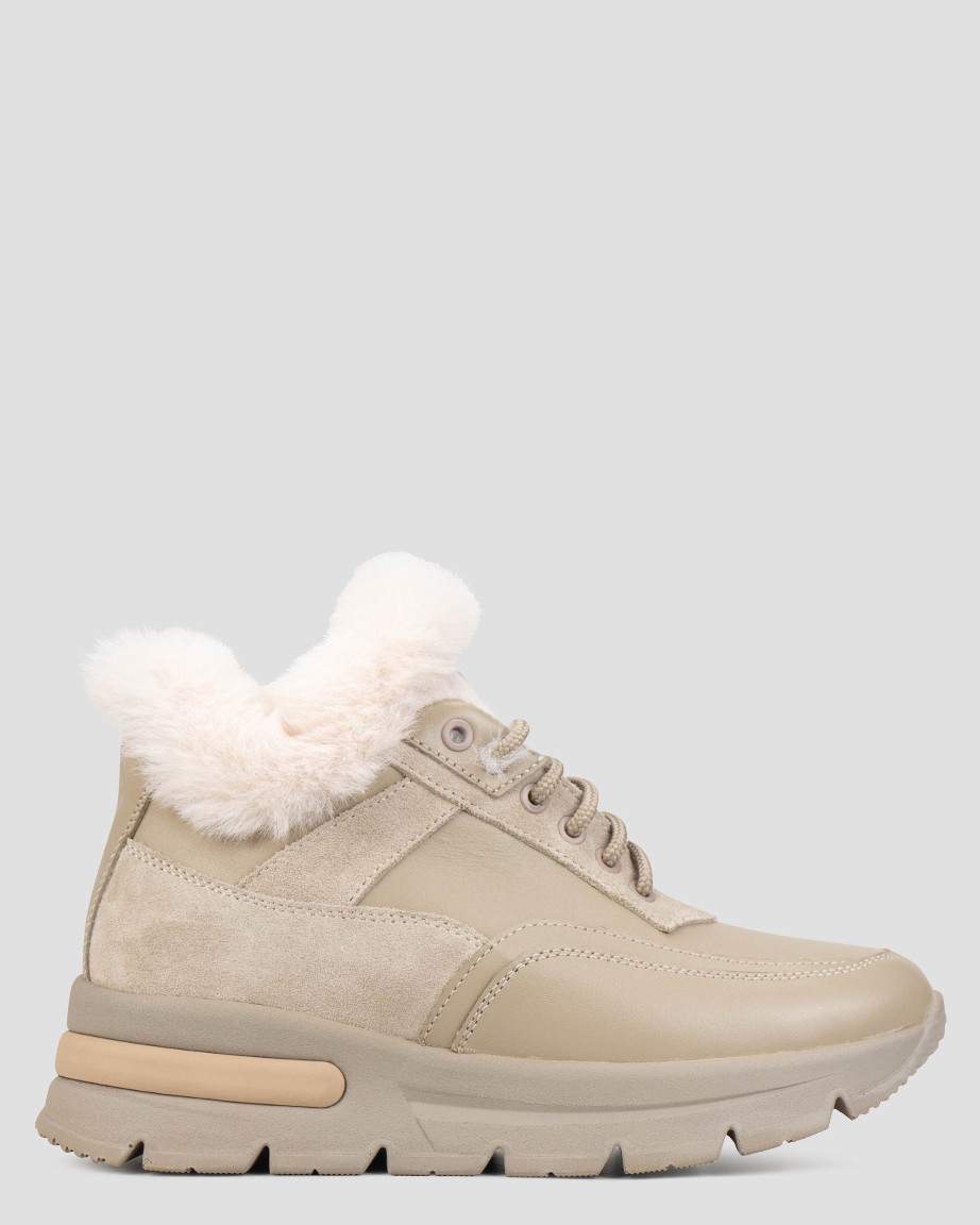 Кросівки високі жіночі бежеві натуральна шкіра Україна VM Villomi — розмір 36 (23,5 см) (модель: VMV176-34bMKBE), фото 1