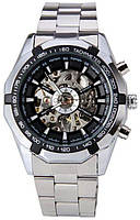 Мужские серебряные металлические Часы наручные Winner Timi Jador Чоловічий срібний металевий Годинник наручний