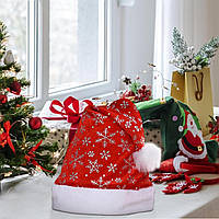 Новогодняя шапка красная Дед Мороз 37см