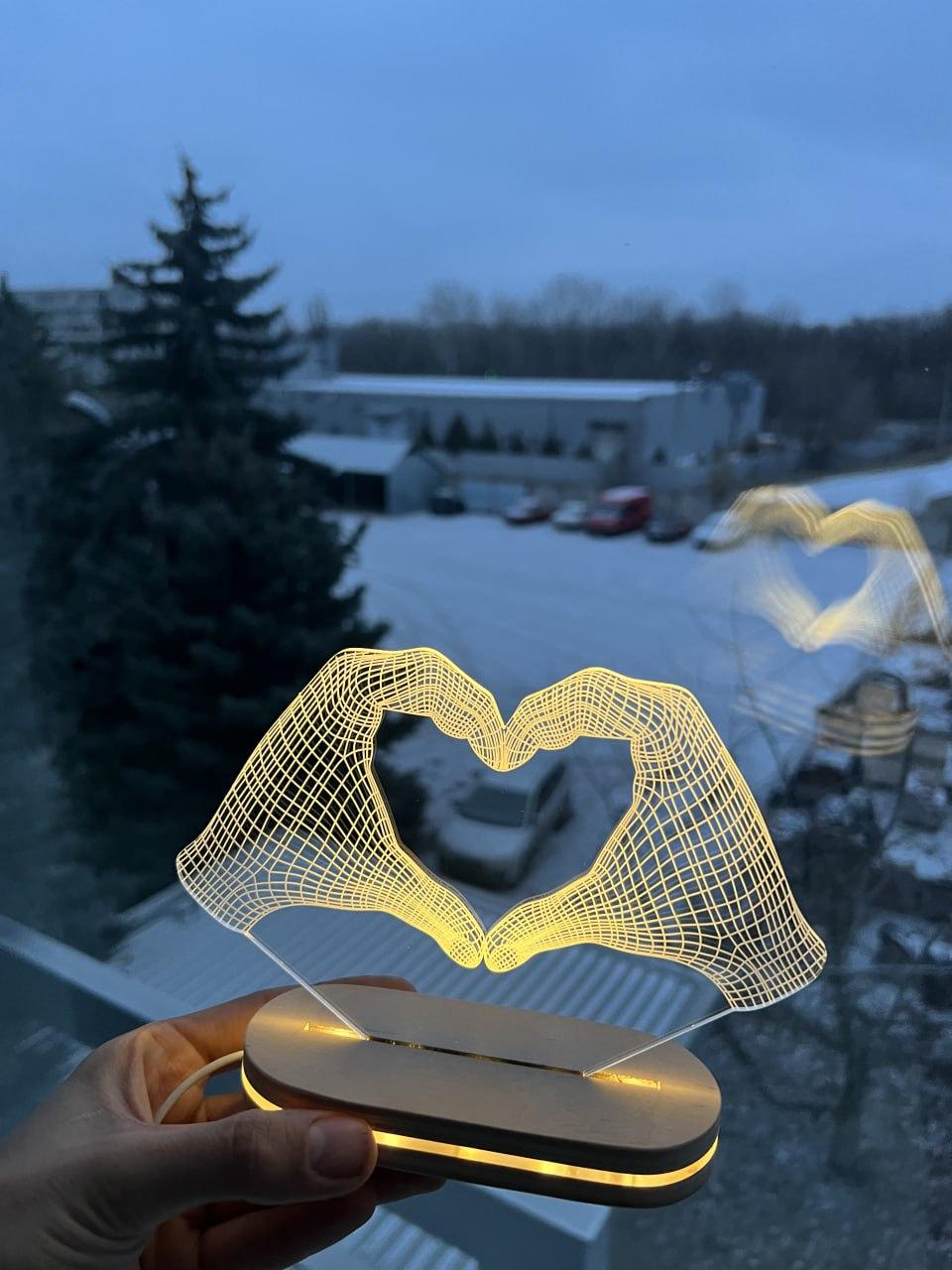 Класичний нічник Рука Серце, фото 1