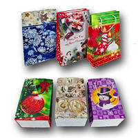 Паперові пакети Новий Рік середні подарункові розміри 17x26x8 NGS-027 асорті 12 шт/уп. новорічний пакет