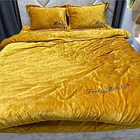 Постельное белье из велюра ТМ Monica евро размер цвет желтый