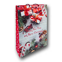 Пакет великий вертикальний Новий Рік розмір 25х37х8 NGBV-001 (12 шт)