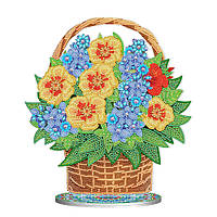 Алмазная мозаика Цветы в корзине на подставке размером 30х30см, в кор. 34*42*3см, ТМ Strateg, Украина