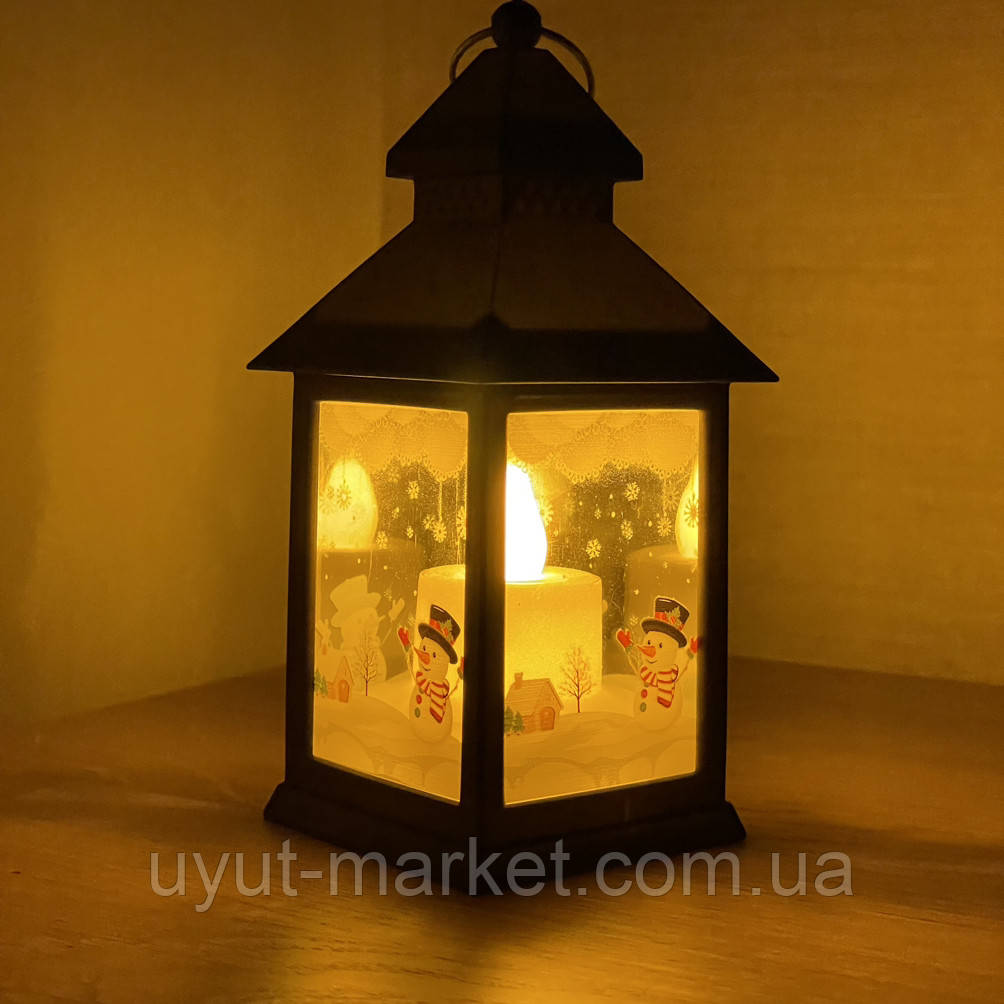 Новорічний нічник-свічка/а декоративний світильник "Новорічний будиночок" 14х6.4см, бронза