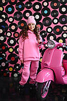 Детский подростковый розовый тёплый спортивный прогулочный костюм с начёсом для девочек «Барби"