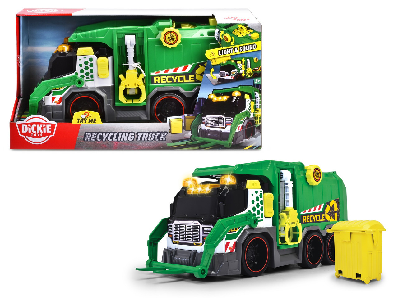 Машинка Dickie Toys Сміттєвоз з контейнером зі світловими та звуковими ефектами 41см (3307001)