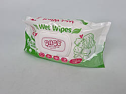 Волога серветка 120 шт"WET WIPES"клапан(1 пач)Волога серветка для Рук і Лиця