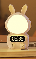 Детские часы с будильником Кролик Rabbit clock with LIGHT WHITE GS227