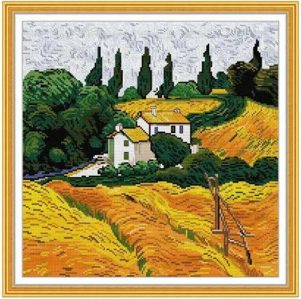 Набір для вишивання за нанесеною на канву схемою "Autumn Colors ".AIDA 14CT printed , 40*40 см