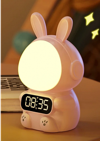Дитячий годинник з будильником Кролик Rabbit clock with LIGHT PINK SV227