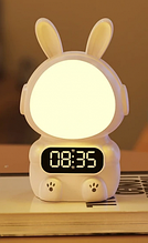 Дитячий годинник з будильником Кролик Rabbit clock with LIGHT WHITE YU227