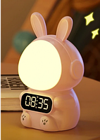Детские часы с будильником Кролик Rabbit clock with LIGHT PINK  YU227