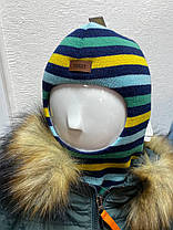 Шапка-шолом для хлопчика зимовий Beezy в смужку 50-53 см (2-5 роки), фото 2