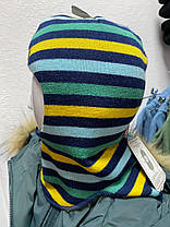Шапка-шолом для хлопчика зимовий Beezy в смужку 50-53 см (2-5 роки), фото 3