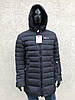 Чоловіча куртка пуховик теплий зимній з капюшоном подовжена чорний т.синій L ХL XXL /50 52 54р, фото 2