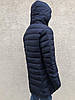 Чоловіча куртка пуховик теплий зимній з капюшоном подовжена чорний т.синій L ХL XXL /50 52 54р, фото 9