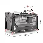 Ліжечко-манеж KiderKraft JOY Pink з пеленальним столиком та каруселлю зі світлом, фото 8