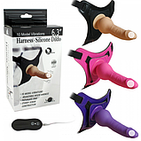 Вібро страпон на пульті 14.5 х 4,5 см, Труси з фаллоімітатором і вібрацією, Реалістичний фаллос, Інтимні ігри, фото 3