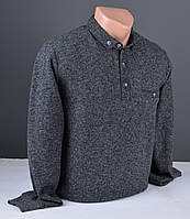 Чоловічий светр великого розміру | чоловічий джемпер з коміром темно-сірий Туреччина 9222 Б