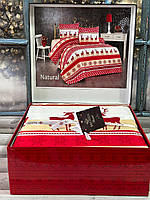 Новогоднее постельное белье из фланели ТМ Belizza eвро размер Natural