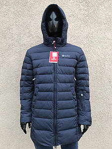 Чоловіча куртка пуховик теплий зимній з капюшоном подовжена чорний т.синій L ХL XXL /50 52 54р