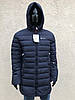 Чоловіча куртка пуховик теплий зимній з капюшоном подовжена чорний т.синій L ХL XXL /50 52 54р, фото 8
