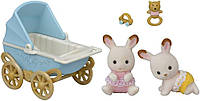 Sylvanian Families 5432 Шоколадный кролик двойняшки с коляской