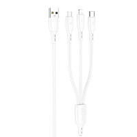 Зарядный кабель Apple Lightning + microUSB + Type-C 1 метр белый / Зарядный кабель лайтнинг / Зарядный кабель