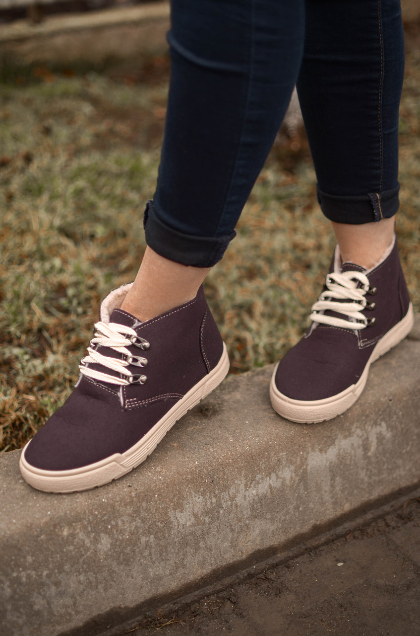 Женские демисезонные ботинки со шнурками, цвет баклажан 37 размер зимние сапоги из меха туфли осенние дутики - фото 4 - id-p2037616001