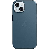 Силиконовый футляр с карабином для наушников iPhone 15 pacific синий / Чехол на Айфон 15