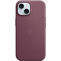 Силиконовый футляр с карабином для наушников iPhone 15 Plus mulberry / Чехол на Айфон 15 плюс