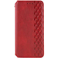 Кожаный чехол книжка с визитницей на Oppo A58 4G красный / Кожаный чехол книжка с визитницей на Оппо А58