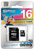 Silicon Power MicroSDHC 16GB Class 10 c адаптером SD