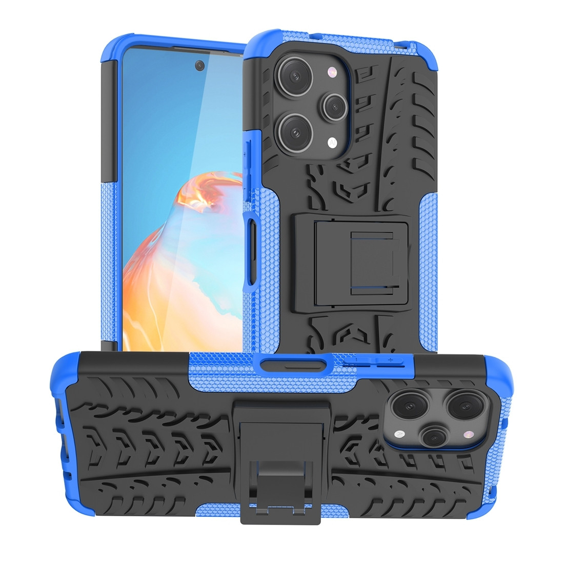 Чехол Armor для Xiaomi Redmi 12 бампер противоударный с подставкой Blue - фото 1 - id-p2037651464