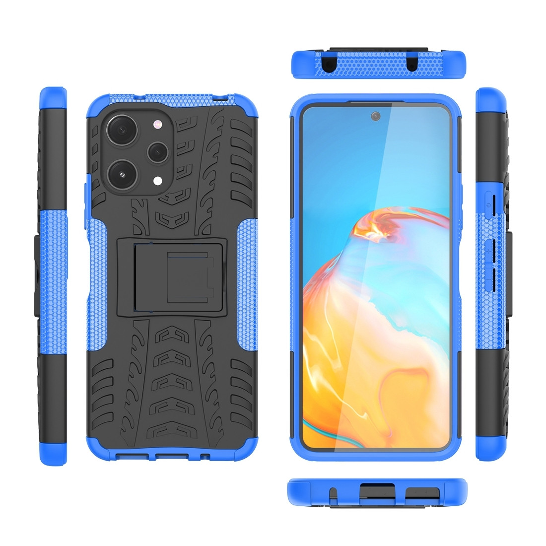 Чехол Armor для Xiaomi Redmi 12 бампер противоударный с подставкой Blue - фото 8 - id-p2037651464