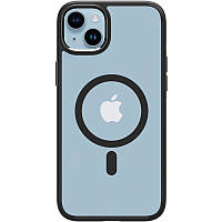 Силиконовый полупрозрачный чехол с MagSafe на iPhone 14 Plus черный / Чехол на Айфон 14 Плюс