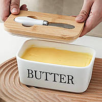 Маслянка керамічна для масла з кришкою та ножем "Butter", 500мл