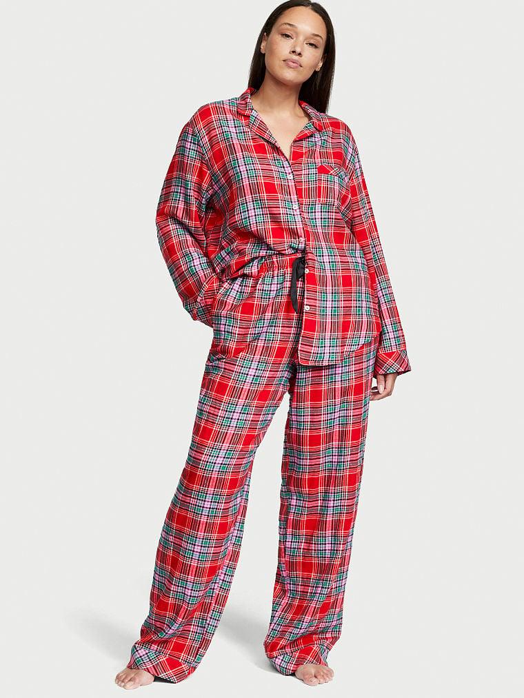 Фланелева Піжама Victoria's Secret Flannel PJ Set, Червона в клітку, фото 1