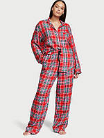 Фланелевая Пижама Victoria's Secret Shimmer Flannel PJ Set, Красная в клетку